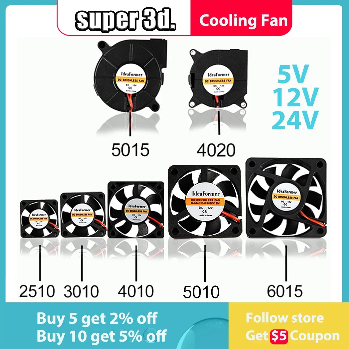 5015/4010/4020 12V y 24V ventilador Turbo de refrigeración piezas de impresora 3D sin escobillas 2 pines para extrusora DC ventilador enfriador ventiladores de plástico envio gratis