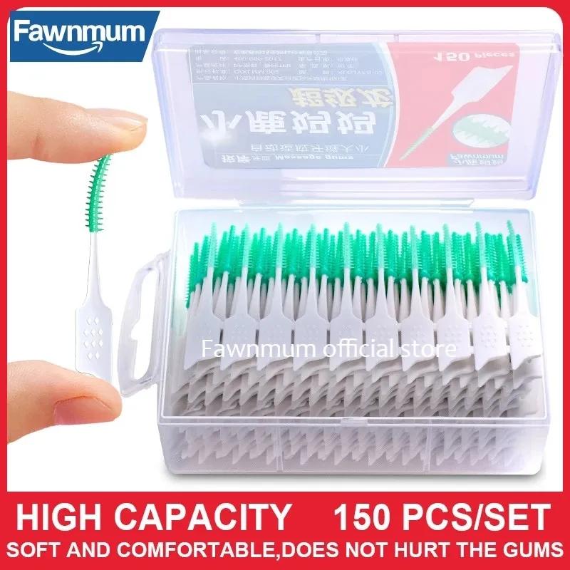 Fawnmum 150 unids/set aparatos ortopédicos cepillo Interdental limpio entre los dientes cepillo de dientes limpieza Dental herramienta de cuidado de higiene bucal