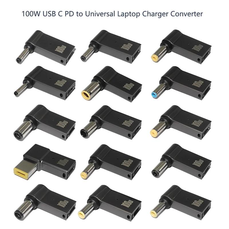 Adaptador de carga rápida USB tipo C de 100W, conector de enchufe Universal, convertidor de cargador de ordenador portátil para Dell, Asus, Hp, Acer, Lenovo