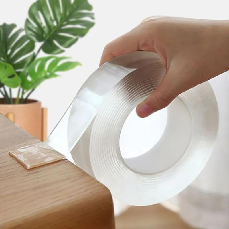 Cinta Adhesiva de Doble Cara Transparente, Banda Nano de 1/2/3/5M, Tira de Doble Cara, Adhesivas, Impermeables, Reutilizables, Transparentes, Cintas de Suministros de Baño, de Cocina, Limpiables