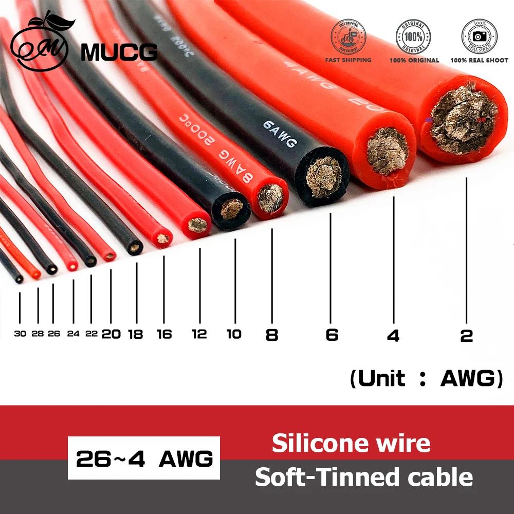 Cable de silicona cable rojo negro batería de coche cableado automotriz cables eléctricos 10awg 8awg 6awg 4awg 2awg 18 16 14 12 10 8 6 4 awg