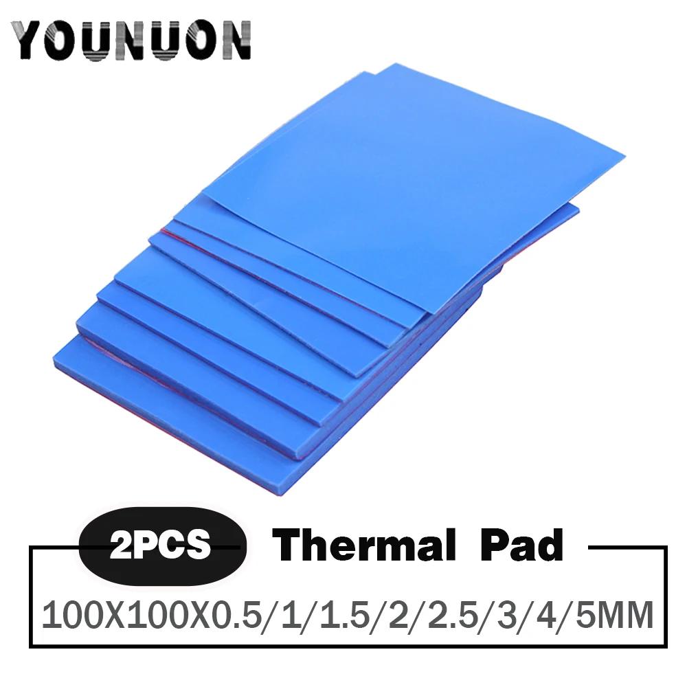 2 piezas 100x100mm almohadilla térmica 0,5mm/1mm/1,5mm/2mm/2,5mm/3mm/4mm/5mm de espesor GPU CPU disipador de calor almohadilla de silicona conductora de refrigeración