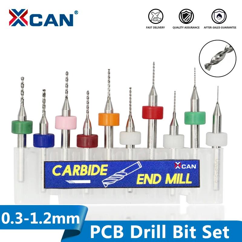 XCAN-Mini broca PCB de carburo de acero de tungsteno para placa de circuito de impresión, máquina de brocas CNC, 0,3mm a 1,2mm, 10 unids/set