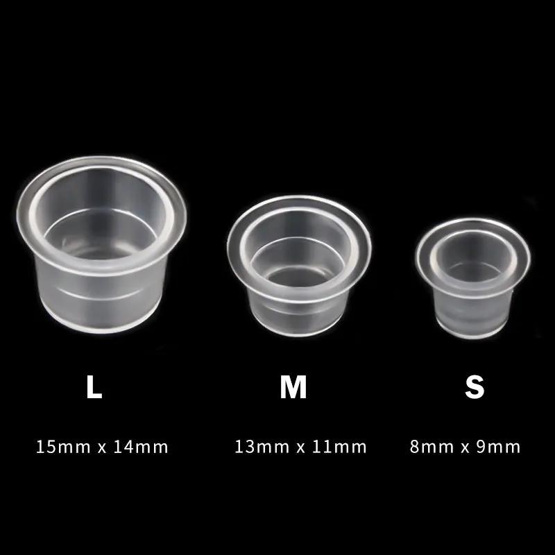 Vasos de plástico desechables para Microblading, recipiente transparente para pigmento de maquillaje permanente, accesorio para tatuaje, S/M/L, 100 Uds.