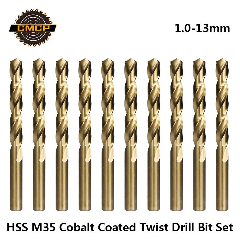 CMCP 1,0-13mm juego de brocas helicoidales recubiertas de cobalto HSS M35 broca de pistola para herramientas eléctricas cortadoras de agujeros de madera/Metal