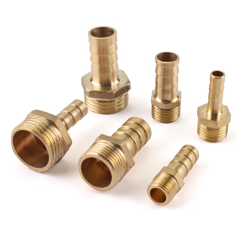 Accesorio de tubería de latón, 4mm, 6mm, 8mm, 10mm, 12mm, cola de lengüeta para manguera, 1/8 ", 1/4", 1/2", 3/8 ", conector macho BSP, adaptador de acoplador de cobre de junta