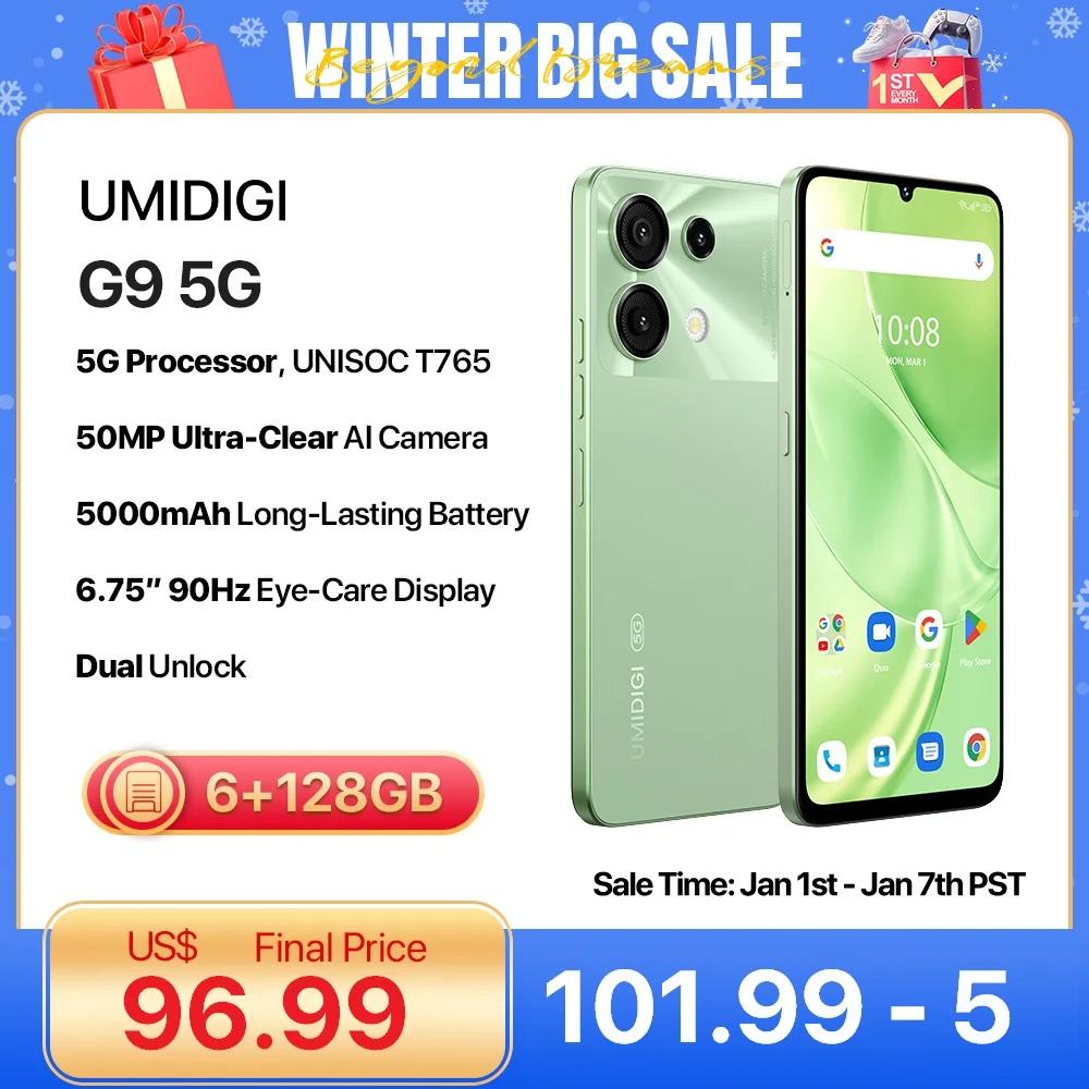 UMIDIGI G9 5G Smartphone 5G Android 14 8-Core 6+6GB 128GB 6,75” 90Hz HD+ 50MP 5000mAh 18W Carga 5G teléfono móvil