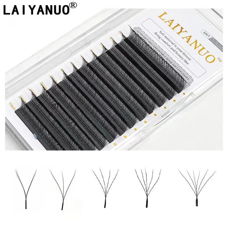 LAIYANUO-extensiones de pestañas con forma de W, 2D, 3D, 4D, 5D, 6D, 7D, 8D, abanicos prefabricados, naturales, individuales