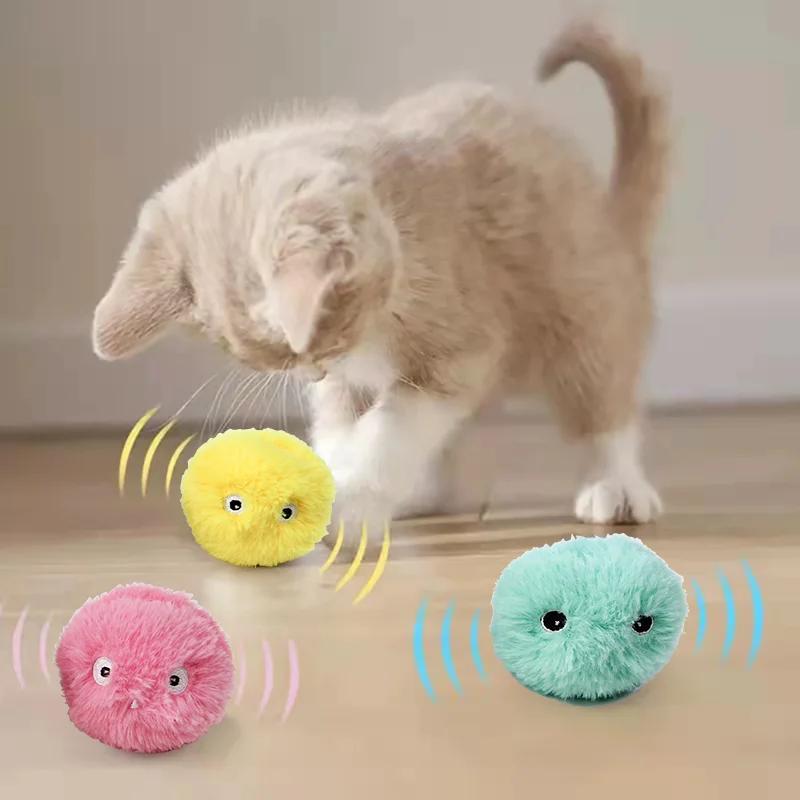 Bola interactiva inteligente para gatos, juguete eléctrico de felpa con sonido táctil, juguete de entrenamiento, productos para mascotas