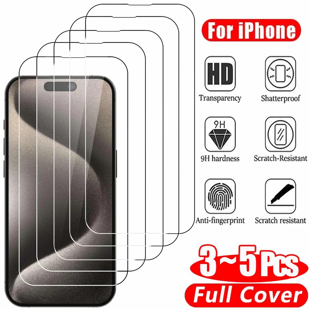 Película de vidrio transparente para iPhone 15 16 Pro Max Protector de pantalla para iPhone 11 12 13 14 15 Pro cristal templado iPhone13 Mini 16 Plus Glass