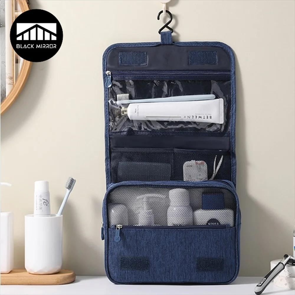 Neceser portátil con gancho para colgar, bolsa de almacenamiento de cosméticos para baño impermeable para mujer, estuche de maquillaje de viaje de gran capacidad para hombre