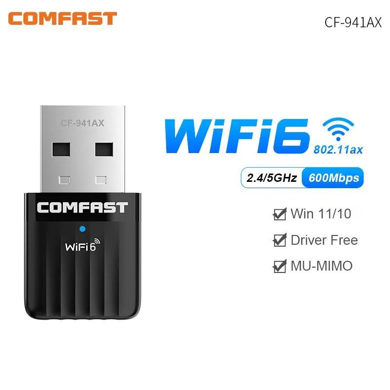 Adaptador Wifi 6 Mini USB WIFI 6 Dongle tarjeta de red 2,4 GHz Cle Wi-Fi Lan adaptador controlador gratis PC portátil 600M 300M 150M receptor