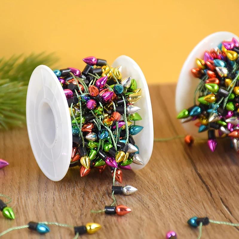 Guirnalda de bombillas coloridas de 5M/rollo, decoraciones navideñas para el hogar, Adornos de árbol de Navidad, regalo de Año Nuevo, casa de muñecas DIY, no LED