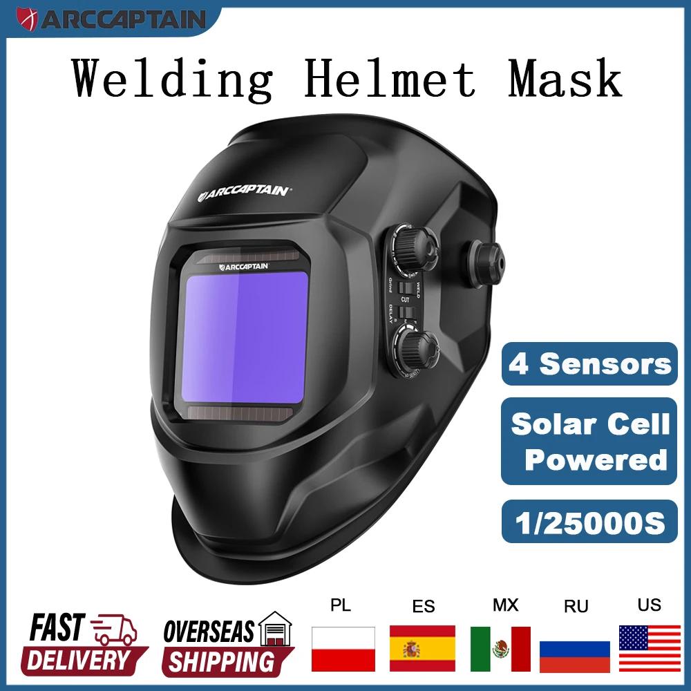 Casco de soldadura ARCCAPTAIN, máscara de soldadura con oscurecimiento automático, 4 sensores, alimentada por energía de células solares para soldador de arco MIG TIG, chemises masculч mascul mascul mascul