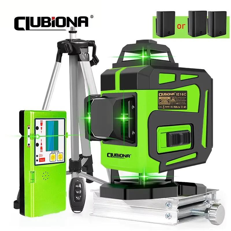 Clubiona 16/12 Lines Laser Level green line Self-leveling 360 Horizontal And Vertical Super Powerful green Beam Laser Level