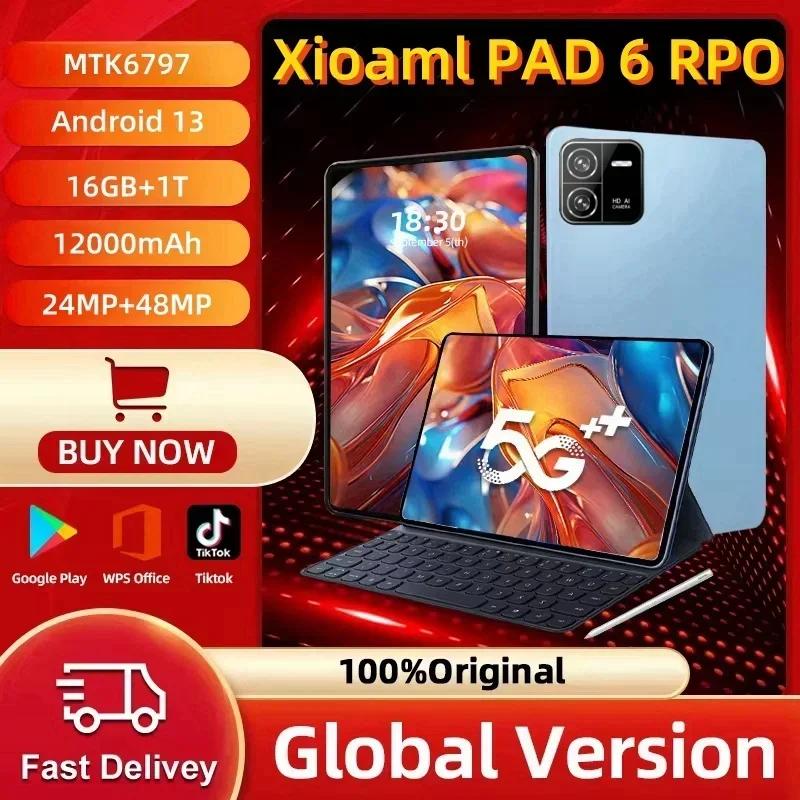 XioaMi-Tableta Pad 6 Pro versión Global, Tablet PC con Android 13, 16GB, 1TB, SIM Dual, 10 núcleos, 2024 mAh, red 5G, llamadas telefónicas, GPS, 12000