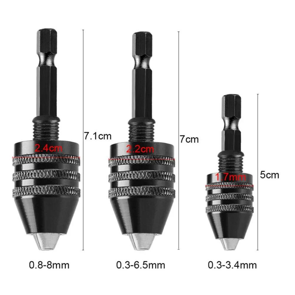 Mini portabrocas sin llave de 0,3-8mm, brocas eléctricas autoajustables, herramientas de fijación, vástago hexagonal de 1/4 pulgadas, convertidor de cambio rápido