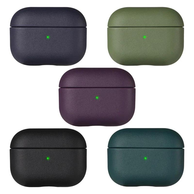 Funda de cuero de grano para AirpPods Pro 2, funda para Airpods 4 3 AirPods Pro, accesorios para auriculares Apple Bluetooth, máquina protectora