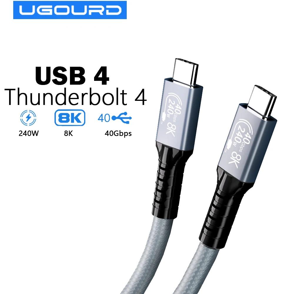 Ugrourd-Cable USB 4 de carga rápida Thunderbolt 4 tipo C, Cable de transferencia de datos Thunderbolt3 USB C a C para eGPU, 40Gbps, 240W