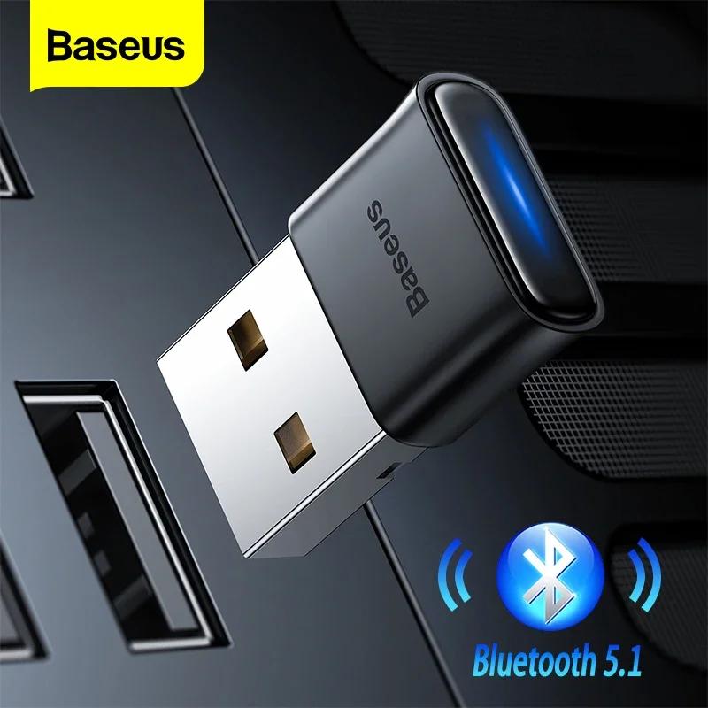 Baseus-Adaptador USB Bluetooth 5,1,5,0, transmisor receptor de Audio y música para PC, altavoz, portátil, ratón inalámbrico