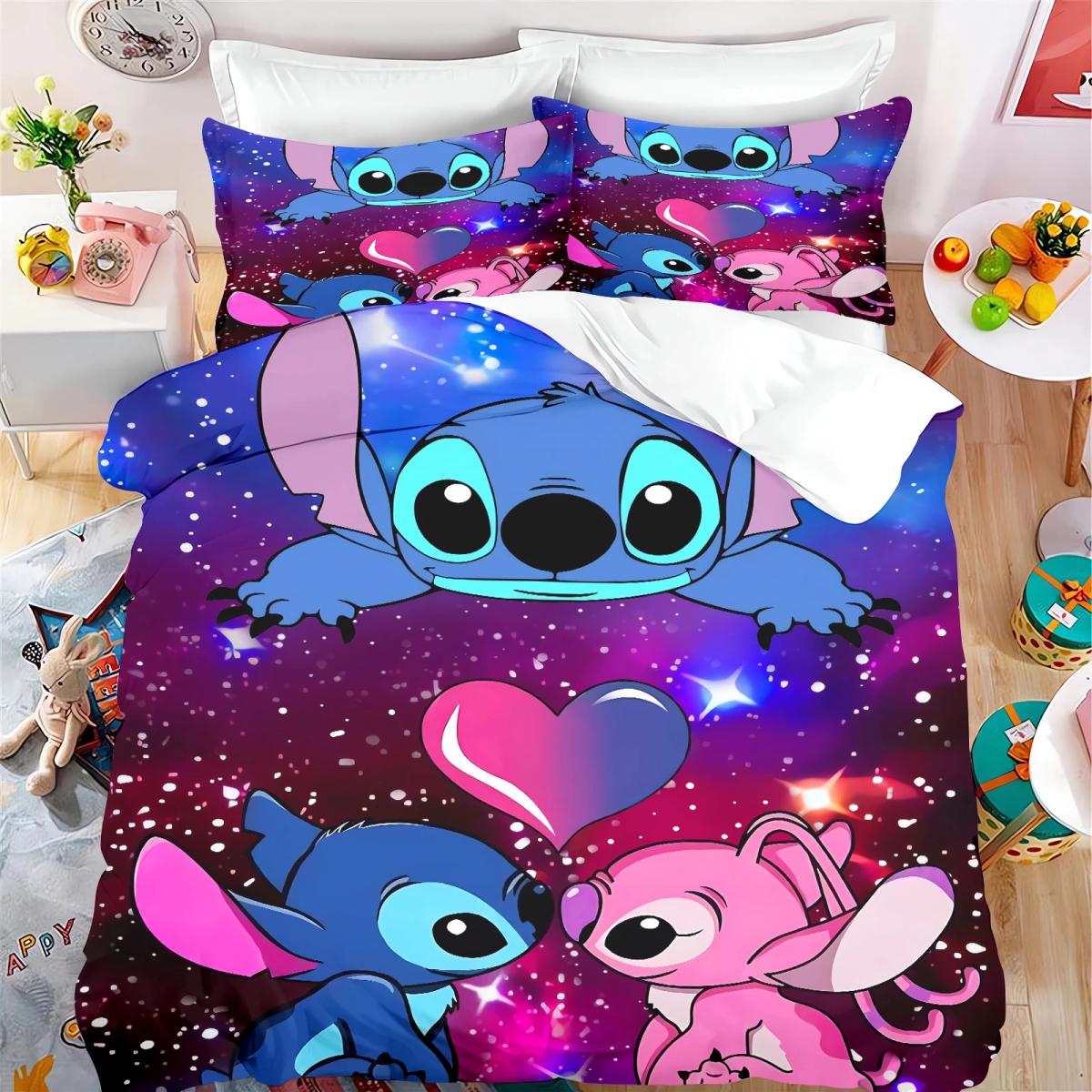 Funda de edredón de Stitch para niños, edredón estampado de Anime de dibujos animados, ropa de cama de poliéster 100%, tamaño doble, regalo de varios tamaños