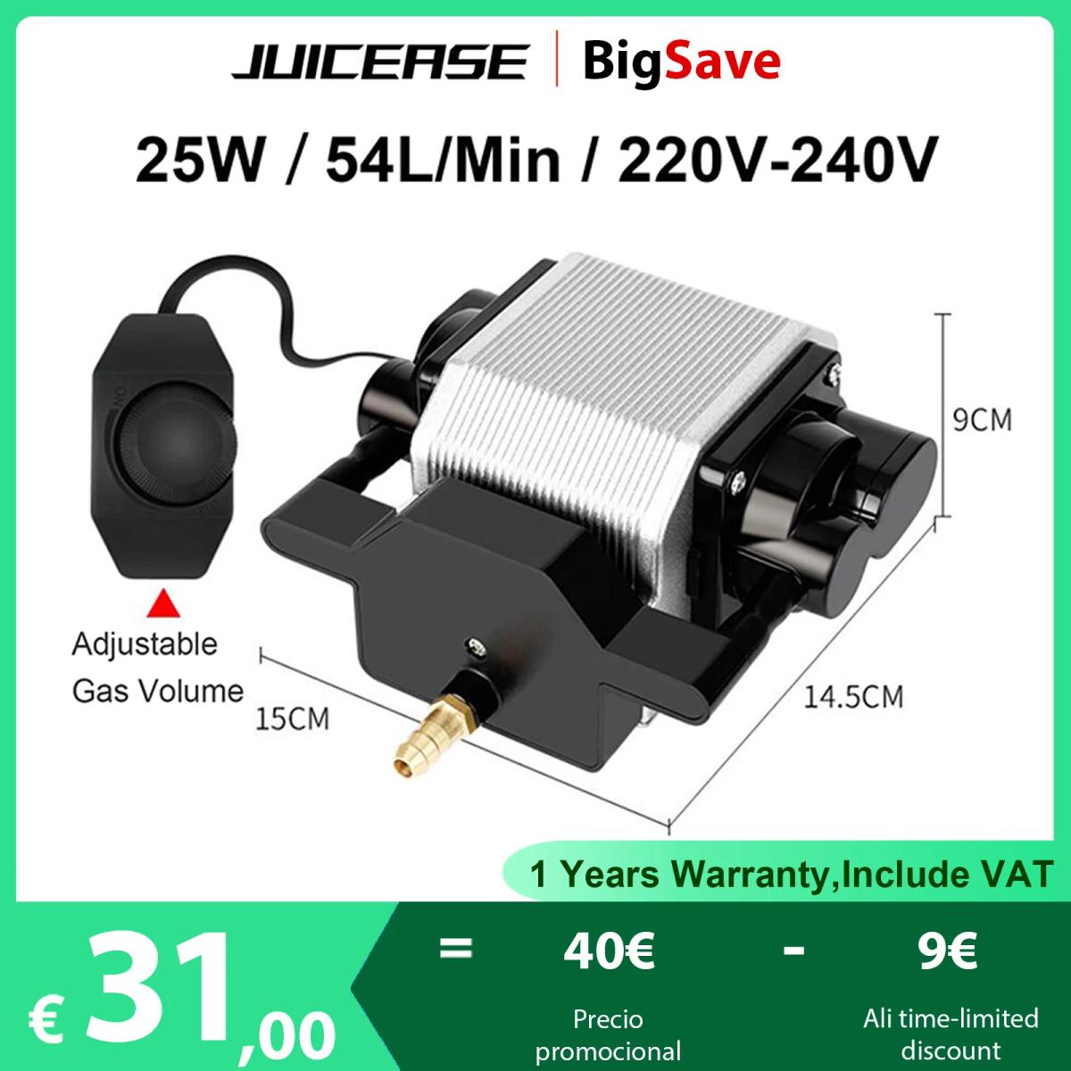 NEJE-bomba de asistencia de aire láser, compresor de aire eléctrico de 25W para máquina de grabado y corte láser, velocidad ajustable, poco ruido, 54L/Min