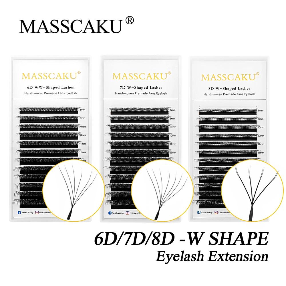 MASSCAKU W forma flor 6D/7D/8D C/D rizo 0,07mm floración automática volumen prefabricado ventiladores extensiones de pestañas Natural suave