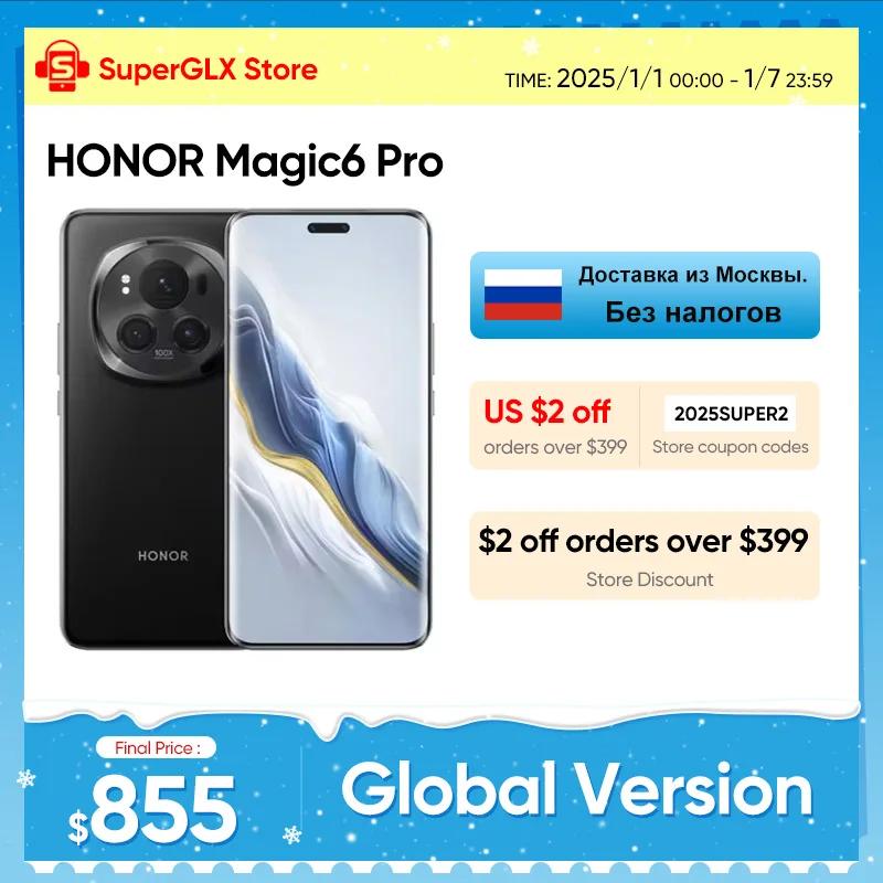 HONOR-cámara teleobjetivo Magic6 Pro, versión Global, Snapdragon 8 Gen 3, pantalla flotante de 2024 pulgadas, cuatro curvas, 180MP, periscopio, novedad de 6,8