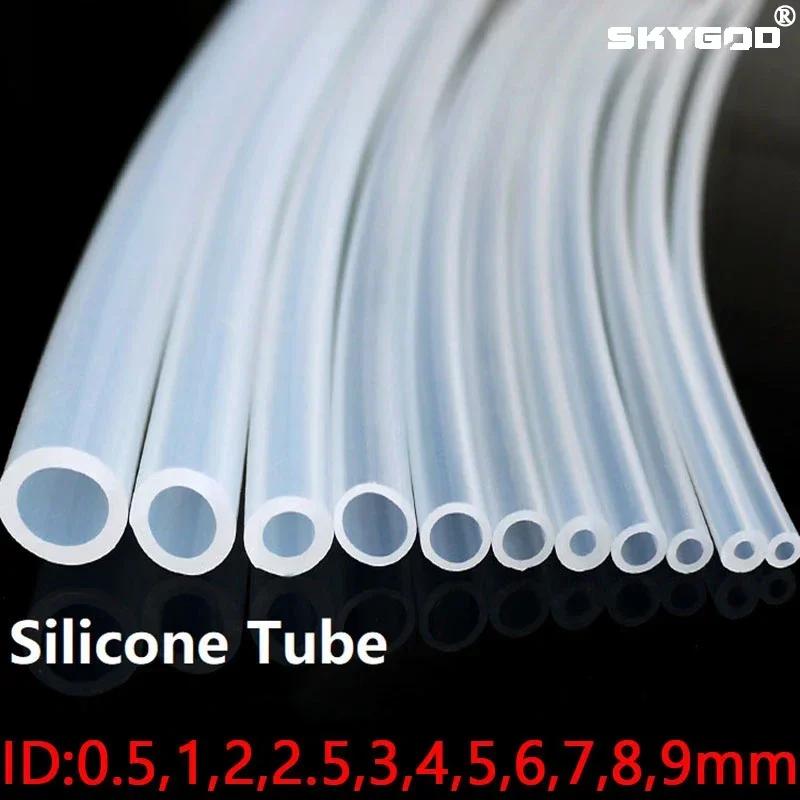 Manguera de goma de silicona transparente de calidad alimentaria, 1/5 metros, ID 0,51 2 3 4 5 6 7 8 9 10 12mm O.D, tubo de silicona Flexible no tóxico