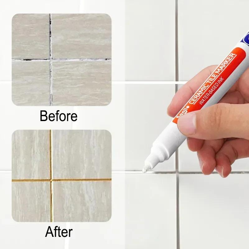 Rotulador de azulejos a prueba de agua, rotulador de lechada de 12 colores, pluma de costura de pared para azulejos, suelo, baño, herramientas de reparación de costura de descontaminación