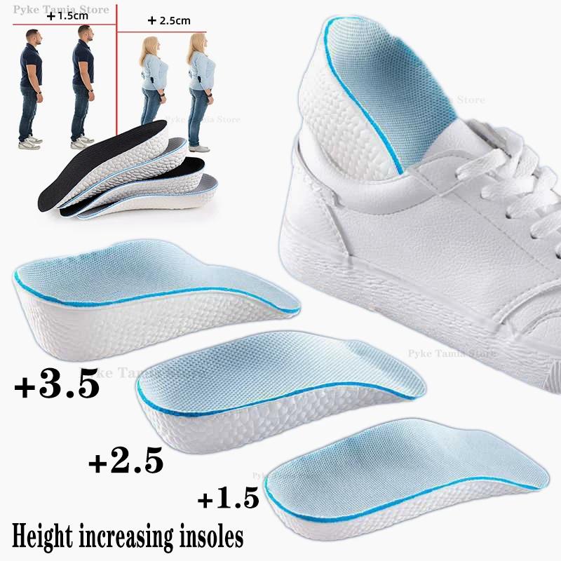 Plantillas para aumento de altura, zapatos para hombres y mujeres, plantillas ortopédicas con soporte para arco de pies planos, zapatillas de deporte, almohadillas suaves de espuma viscoelástica para levantar el talón