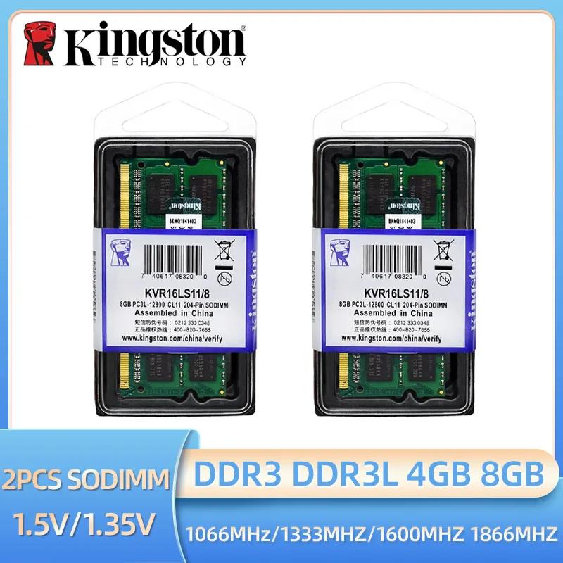 Kingston 2 uds portátil Ram DDR3L DDR3 8GB 4GB 1066 1333 1600 1866Mhz SODIMM PC3-8500 10600 12800 Notebook Ram DDR3 de doble canal