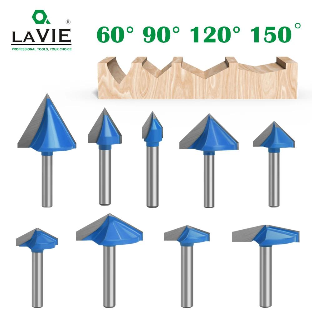 LAVIE-broca de corte ranurado de 6mm, 60, 90, 120, 150 grados, Tipo V, CNC, enrutador sólido, cortador de fresado de carburo, C06027, 1 unidad