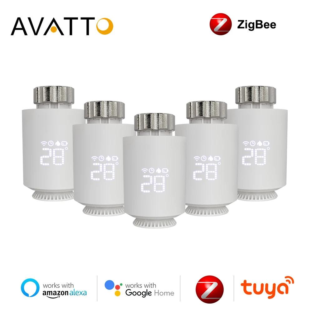 AVATTO-válvula actuadora de radiador Tuya ZigBee3.0 TRV, termostato programable inteligente, controlador de temperatura, compatible con Alexa y Google Home