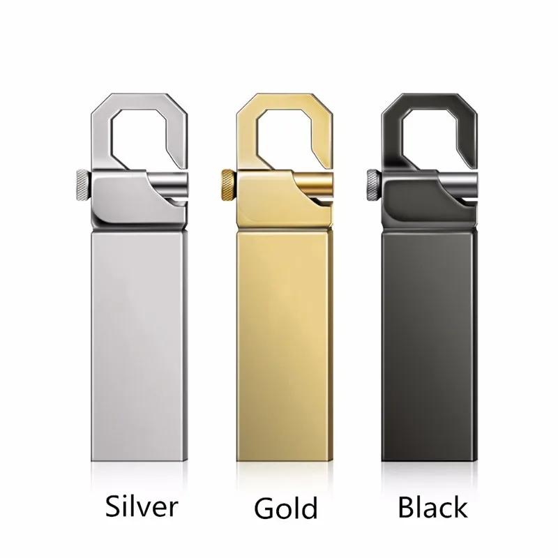 Unidad flash usb de Metal, pendrive plateado/dorado de 32gb, 64gb, 2,0 GB, 128GB, 256GB