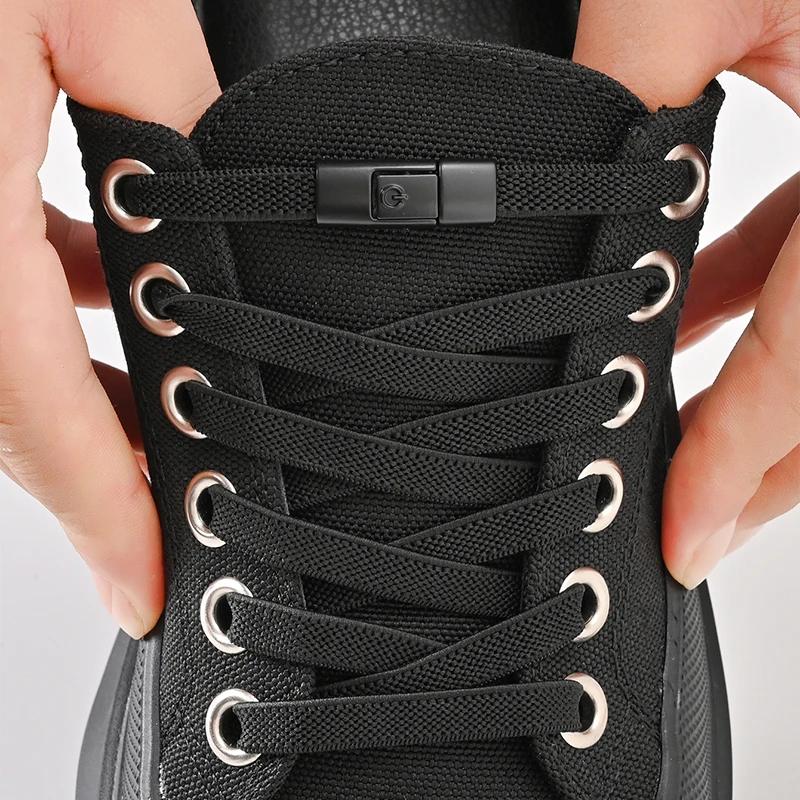 Cordones de zapatos sin atar de 8mm, cordones con cierre a presión sin corbatas, cordones elásticos, zapatillas de deporte para niños y adultos, cordones planos ensanchados para zapatos