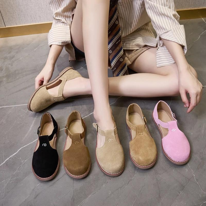 AIYUQI, sandalias de mujer de cuero genuino esmerilado retro de suela plana, nuevos zapatos huecos para mujer, sandalias romanas Baotou para mujer 2024