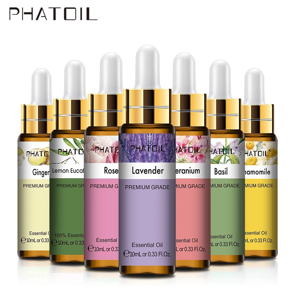 PHATOIL-difusor de aceites esenciales de lavanda, aceites esenciales naturales puros, menta, hierba de limón, árbol de té, aceite repelente de mosquitos, 10ml