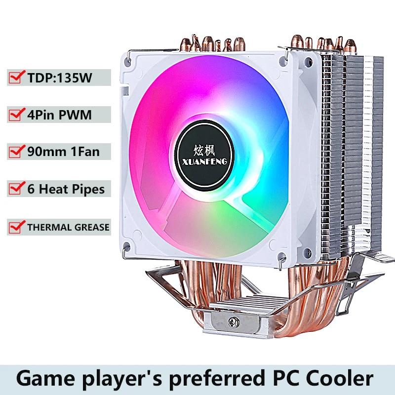 Radiador refrigerado por aire para PC, ventilador de refrigeración de CPU 2/4/6, Enfriador de tubo de calor, instalación LGA2011 x79 x99 E5 2066 2099 115x1200 1700 i5 i7 AMD