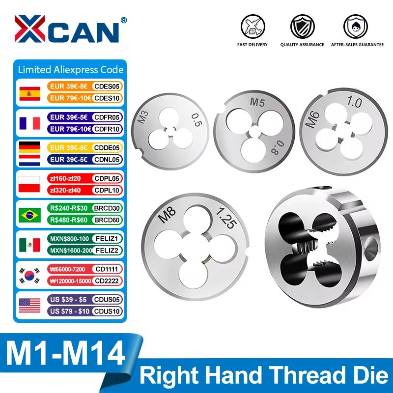 XCAN troquel de rosca para mano derecha, troquel redondo métrico de aleación de acero, troquel de roscado, herramientas de corte de Metal, M1, M2, M3, M4, M5, M8, M10, M12, M14