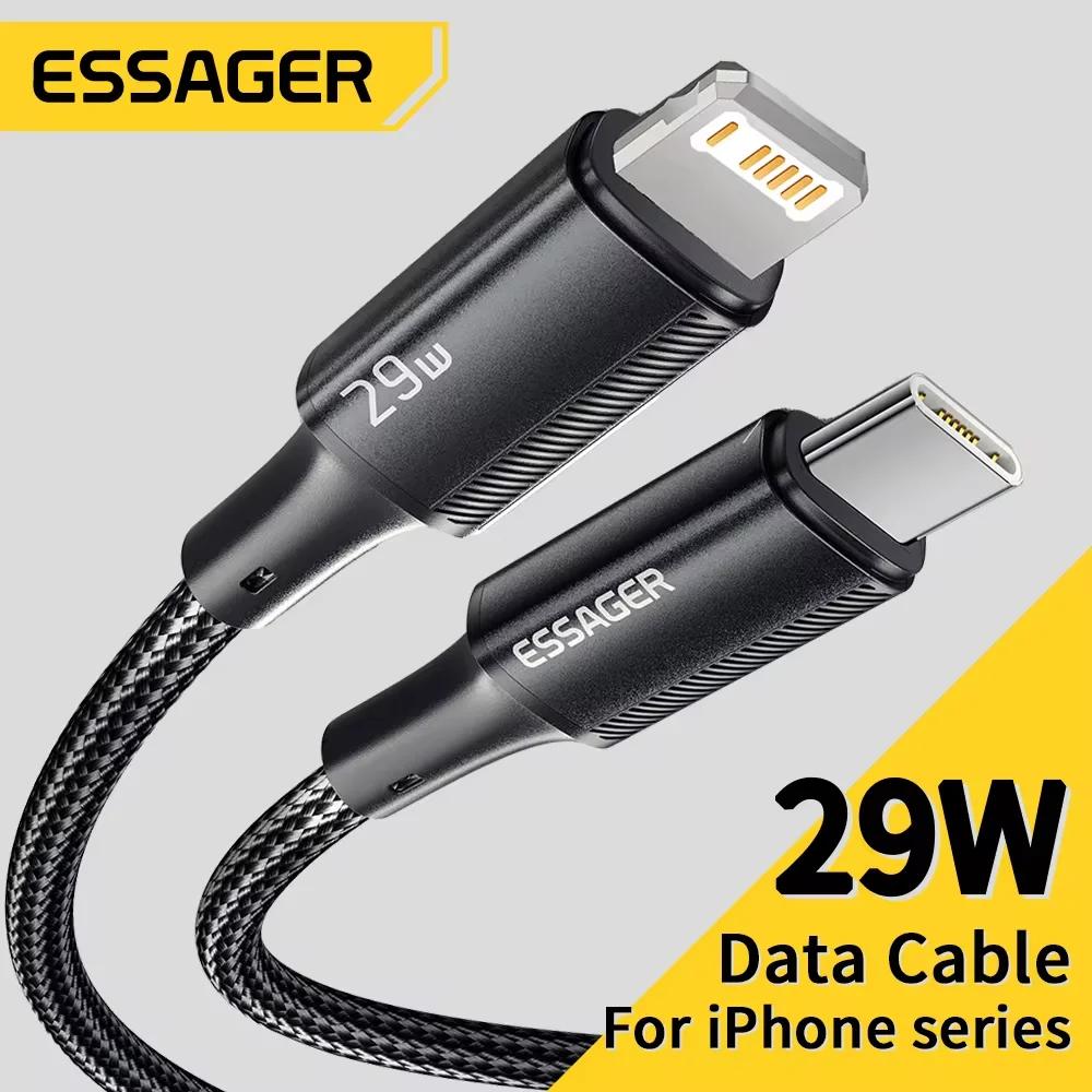 Cable Essager USB C para iPhone 14 13 12 11 Pro Max Xs 8 Plus iPad Macbook Cable 29W PD carga rápida tipo C para Cable de datos de iluminación