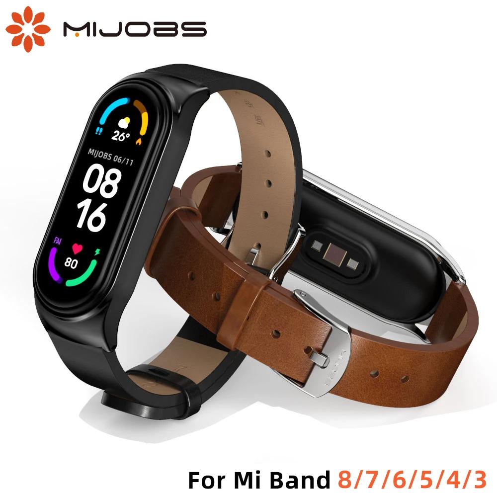 Correa de cuero para Xiaomi Mi Band, pulsera de versión Global para Mi Band 9, 8, 7, 6, 5, 4, 3, NFC