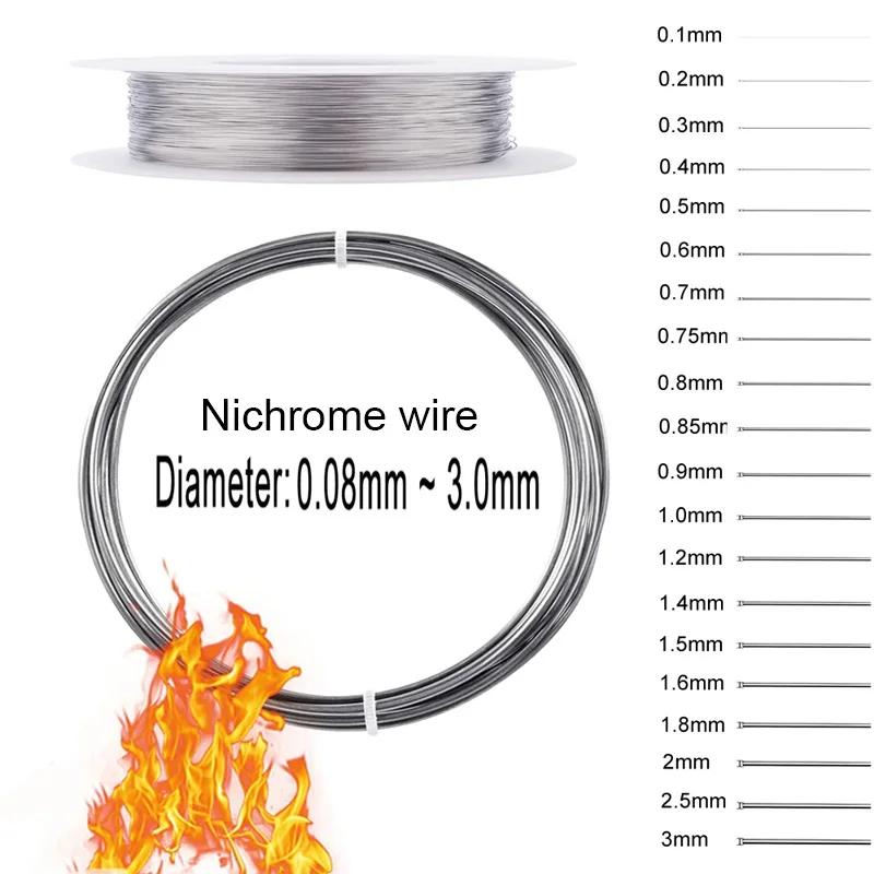 1 Uds. Cable de nicromo de 1-50 metros de diámetro 0,08mm-3,0mm Cr20Ni80 cable calefactor cable de resistencia hilo calefactor de aleación