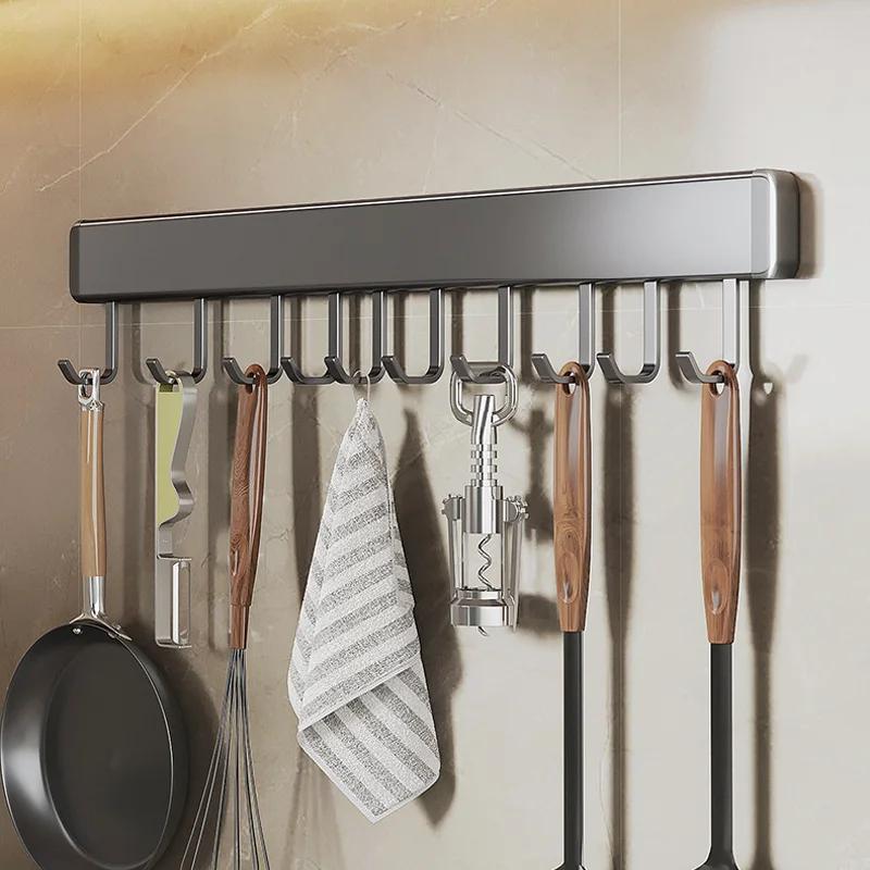 Kitchen Utensil Hooks Rack Organizer Storage shelves Wall Mounted Spoon Holder Organizer Kitchen Utensil Accessories