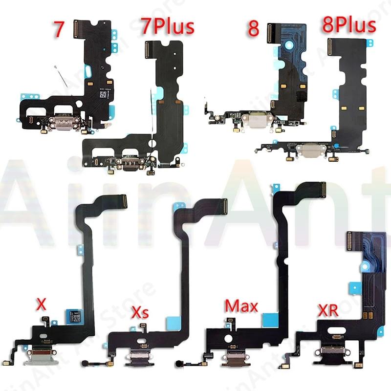 AiinAnt puerto USB cargador conector de base micrófono Cable flexible de carga para iPhone 7 8 Plus Xs Max X XR Dock carga flexible