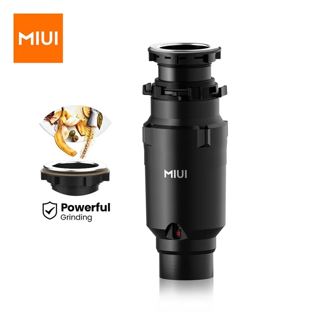 MIUI Triturador de basura de alimentación continua con reducción de sonido, sistema de trituración de residuos de alimentos de acero inoxidable, cable de alimentación incluido, 1/2 HP económico, negro