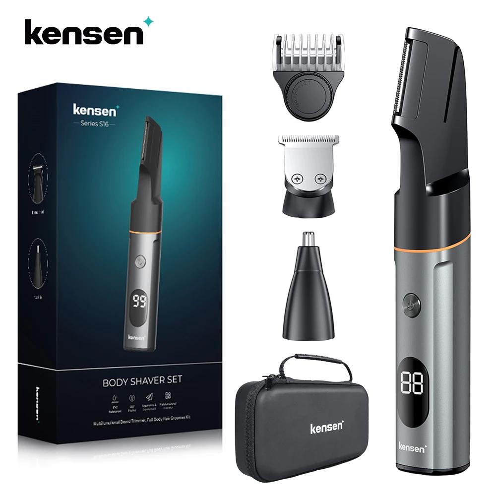 Kensen S16 Kits de afeitadora de pelo corporal para hombres 3 en 1 recortador de pelo de barba IPX6 máquina para cortar cabello impermeable cortadora eléctrica peluquero