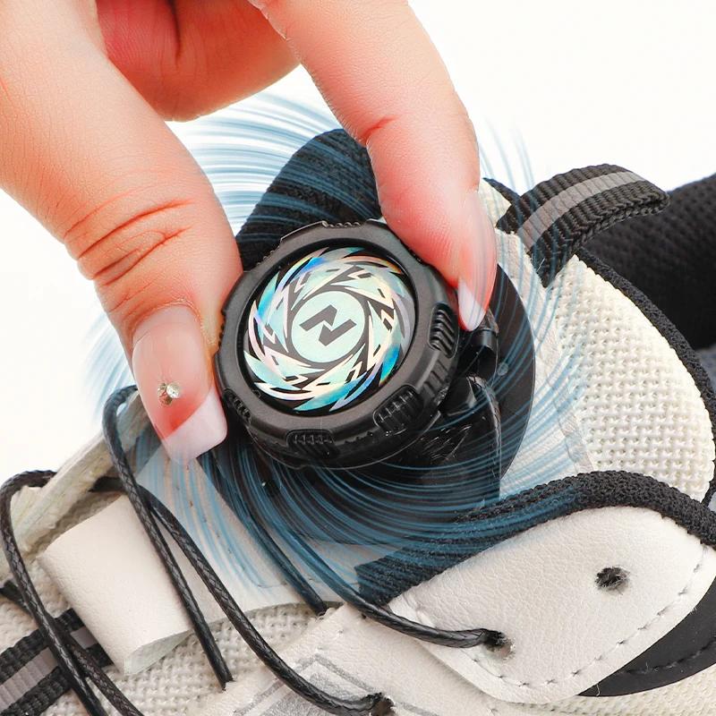 1 par de cordones automáticos sin corbatas, hebilla giratoria, cordones elásticos, zapatillas de deporte para adultos y niños, cordones redondos gruesos sin cordones