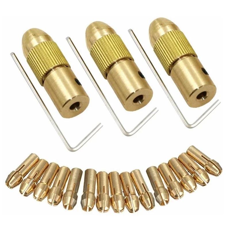 7Pcs/Set Brass Collet Mini Drill Chucks For Electric Motor Shaft Drill Bit Tool Chuck Adapter Quick Release Keyless Bit Adapt