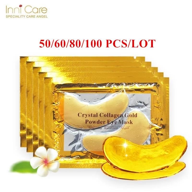 InniCare 50/60/80/100 Uds. Mascarilla dorada de colágeno de cristal parches de belleza antiojeras para el cuidado de la piel de los ojos cosméticos Coreanos